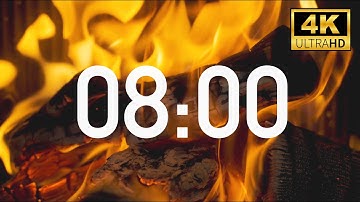 8 Minute Timer 🔥 Fireplace (Ultra HD 4K) with Cozy Fireplace Sounds