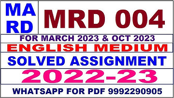 mrd 4 (MARD) solved assignment 2022-23 in english | mrd 4 solved assignment 2023 | mrd 4 2022-23