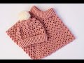 Gorro conjunto poncho cuello de tortuga a crochet