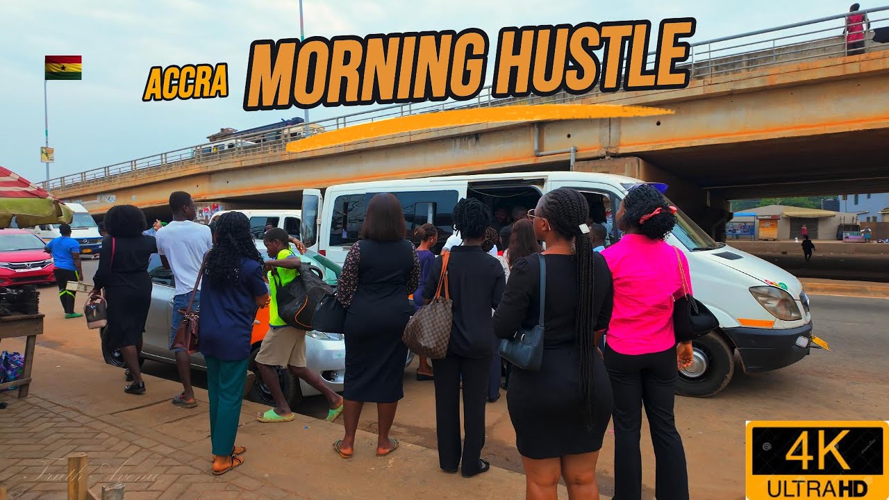 🇬🇭  Accra's Morning Hustle:4K Walking Tour at Atomic Junction