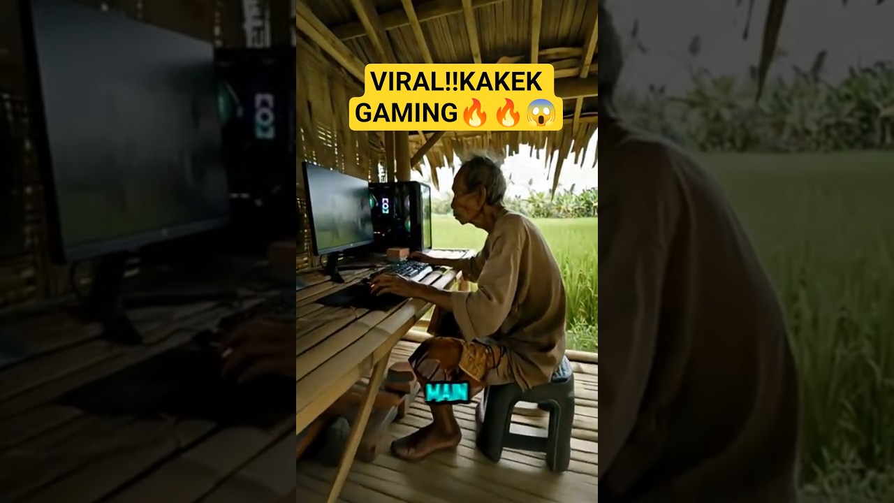 Viral! Kakek Tua Main Game Serius Pakai PC RGB di Tengah Sawah