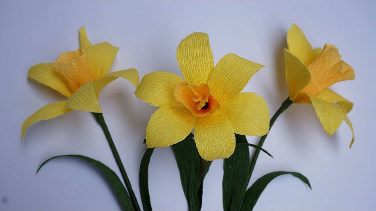 how to make flowers from paper crepe easy daffodils paper flower diy tutorial how to make a paper narcissus flower