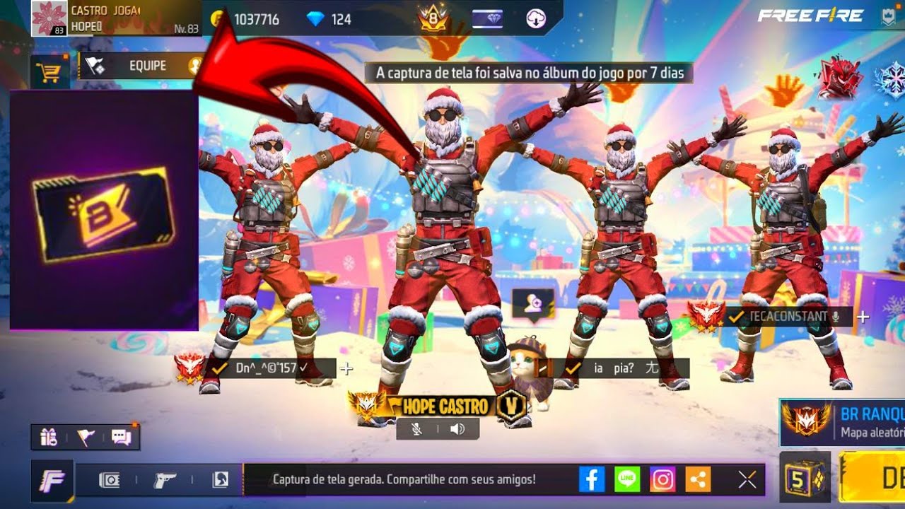 Fingi ser o PAPAI NOEL e Sai distribuindo PASSE DE ELITE para geral No FREE FIRE! FELIZ NATAAL! 🎅🏻