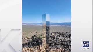 A reflective monolith appears in outskirts of Las Vegas