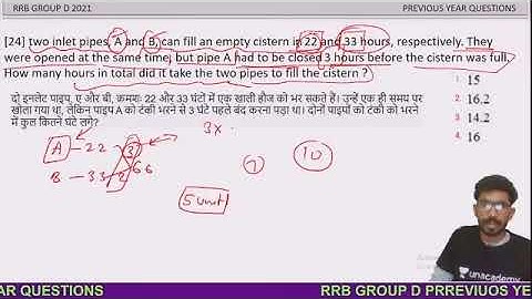 two inlet pipes, A and B, can fill an empty cistern in 22 and 33 hours, respectively. They were op