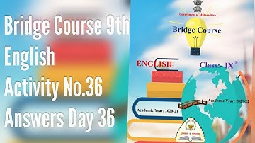 Bridge Course 9th English | Activity No.36 Answers | Day 36 | Bridge Course 9th Standard |