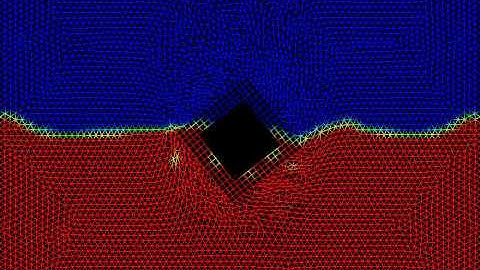 Box falling into water