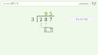 287/3 Long Division — Step-by-Step | Tiger Algebra Solver