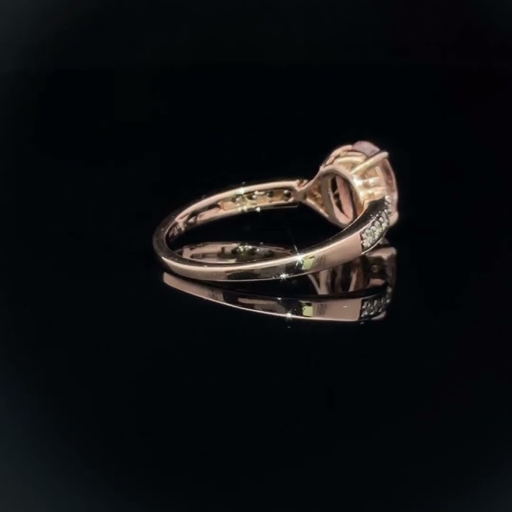 Designer Le Vian Oval Strawberry Morganite & Diamond Ring in 14k Rose Gold