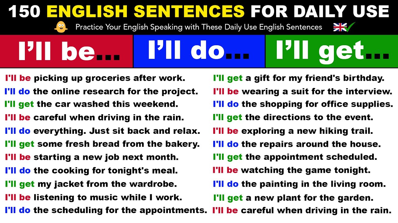 I’ll be… I’ll do… I’ll get… - 150 English Sentences For Daily Use | Spoken English Sentences