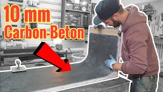 Wird dieser 10 mm starke Tisch aus gebogenem Beton halten?