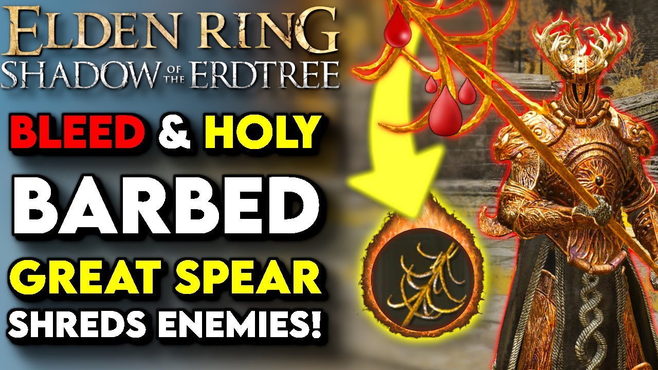 OVERPOWERED Great Spear In Elden Ring! Barbed Staff Spear Build