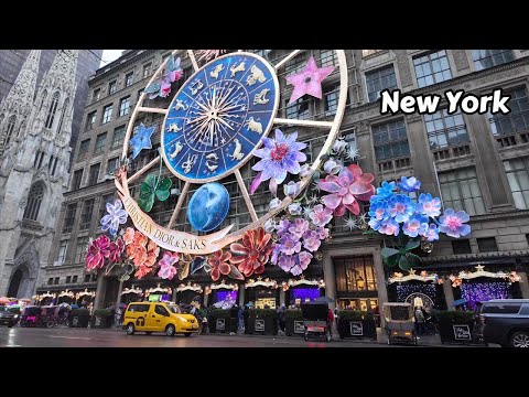 5th Avenue Christmas Walk 2023 - New York Walking Tour 4k United States Travel Video