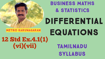 12th Std BM Ex.4.1(vi)(vii) Find order and degree of the following DIFFERENTIAL Equation