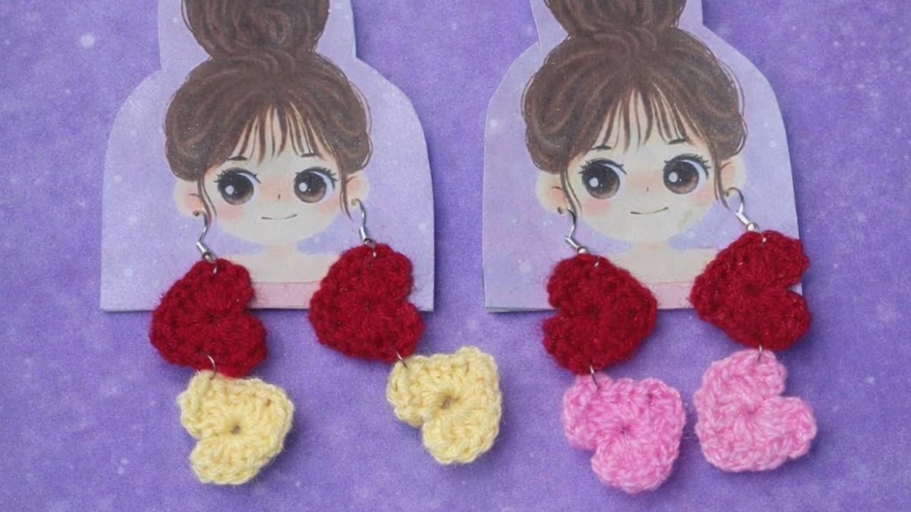 ❤️ Valentine Special Crochet Heart Earrings | Handmade Love Earrings। वेलेंटाइन डे स्पेशल earrings।