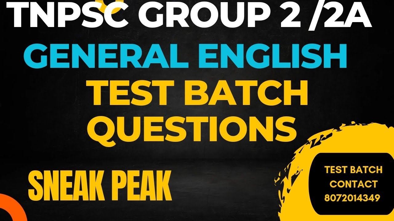 TNPSC GROUP 2 /2A | GENERAL ENGLISH - TEST QUESTIONS GLIMPSE #tnpscgr2 ...