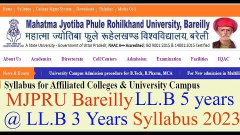 MJPRU Bareilly LLB Syllabus 2023, MJPRU LLB 5 Years Syllabus, MJPRU LLB 3 Years Syllabus,