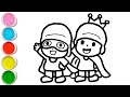 Pocoyo Superman and Pocoyo Prince Drawing, Painting and Coloring For Kids and Toddlers_ Child Art