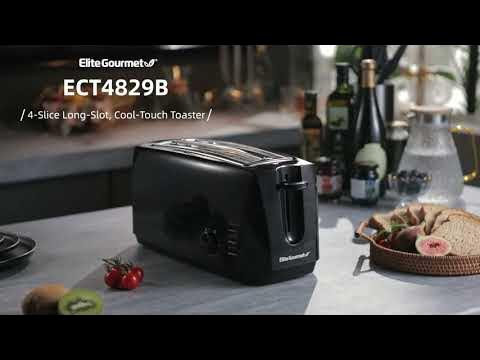 Elite Ect4829b Black 4 Slice Long Slot Cool Touch Toaster, 1 each