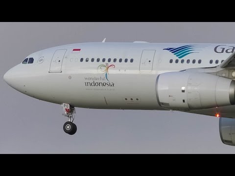 CLOSE-UP Garuda Indonesia A330-200 Landing at Melbourne Airport