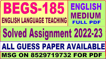 begs 185 solved assignment 2022-23 / begs 185 solved assignment in English / ignou bag solved