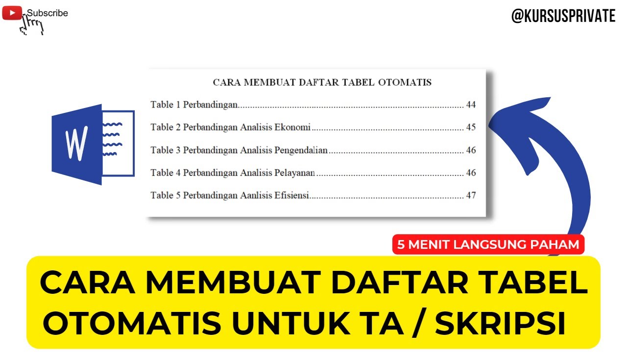 Cara Membuat Daftar Tabel Skripsi Otomatis di Microsoft Word - YouTube