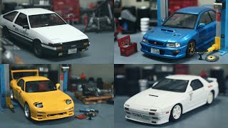 (ASMR)Initial D Model Car Building Compilation  Toyota AE86, Mazda RX7 & Subaru Impreza WRX STI