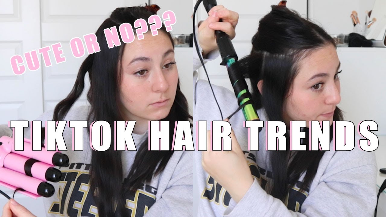 TESTING OUT A VIRAL TIKTOK HAIRSTYLE!! | Crimp & Curl?? - YouTube