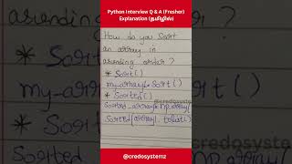Sort an array in Asending order in Python #27 தமிழ் #shorts #fresher #credosystemz #trending #sort