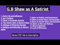 G.B Shaw AS a Satirist/Notes PDF link in Description/explanation in urdu Hindi/@LiteratureandPS