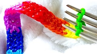 Rainbow Loom-Pulseira De Elásticos com o garfo-Loom Bands Bracelet