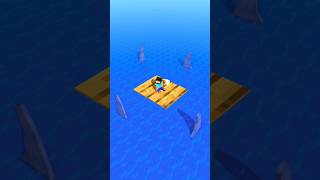 Help Herobrine Survive Megalodon / Sharks On Raft (Bones - Imagine Dragons) #Herobrine #Shorts