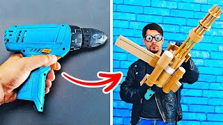 ドリルから作ったおもちゃのマシンガン || 自宅で作れるクールなクラフトとリサイクル品を使ったDIY12選