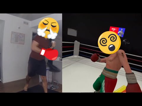 REAL HEAVYWEIGHT BOXER vs VR BOXING GAME Thrill of the fight