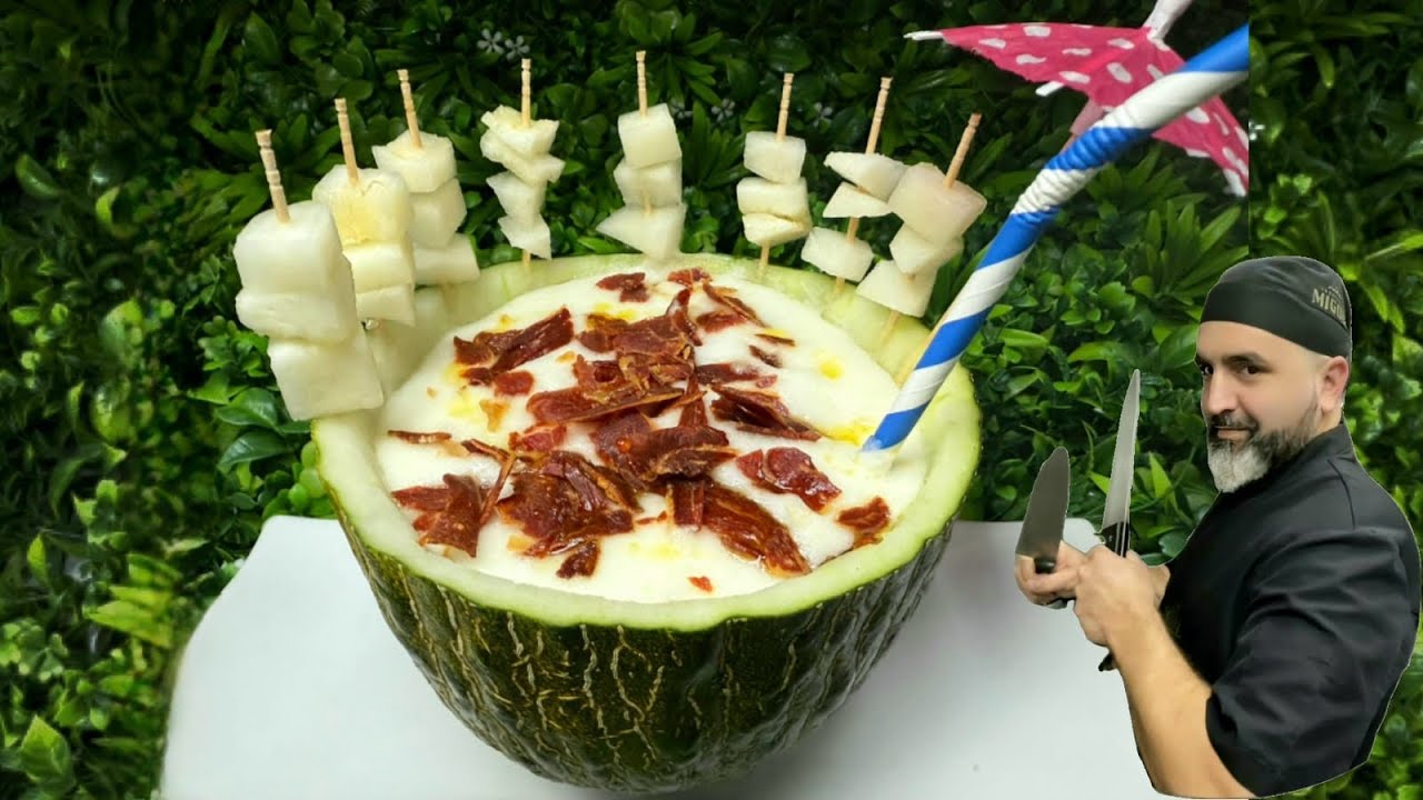SOPA FRÍA DE MELON CON JAMÓN Y RON, DESEO QUE OS GUSTE Y QUE SES VIRAL.