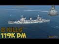 World of WarShips | Oktyabrskaya Revolutsiya | 8 KILLS | 119K Damage - Replay Gameplay 1080p 60 fps