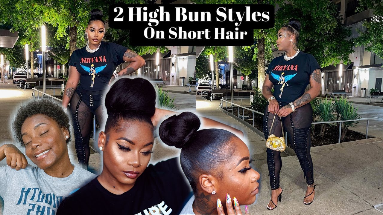 2 EASY HIGH BUN HAIRSTYLES On Short Hair | High Bun & Top Knot Bun |  Laurasia Andrea Natural Hair - YouTube