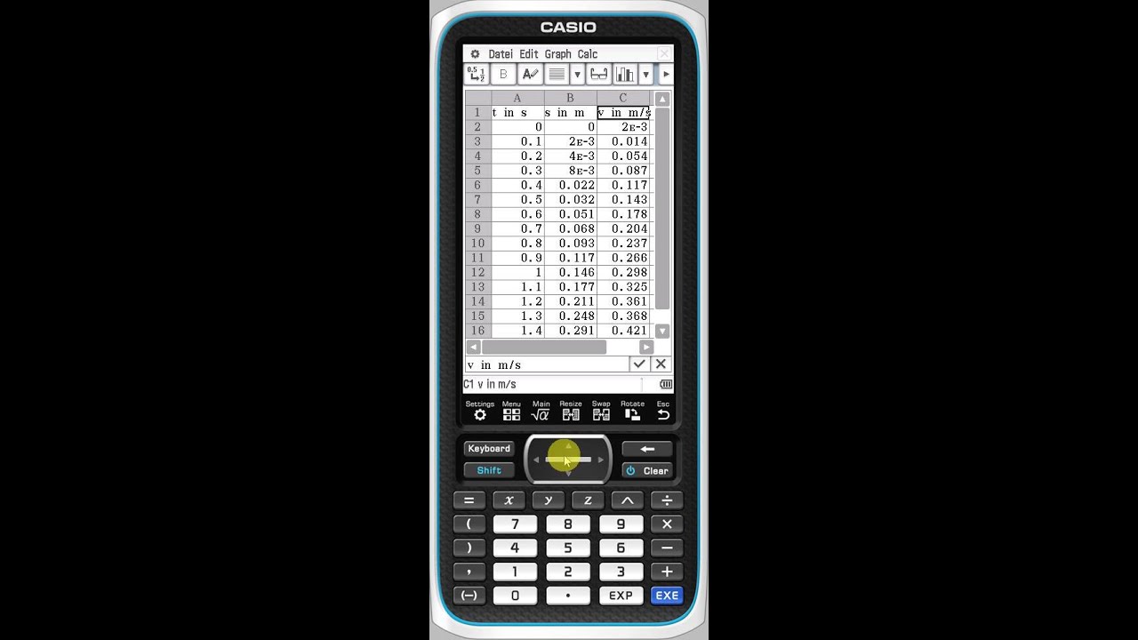 ClassPad II Tabellenkalkulation und Datenauswertung - YouTube