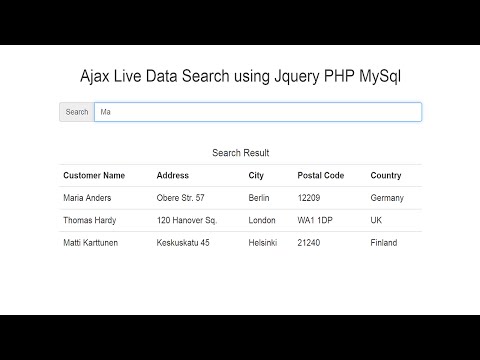 Ajax Live Data Search using Jquery PHP MySql