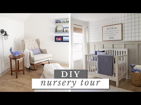 Video: DIY Nursery Tour | Modern Blue and Gray Baby Boy Nursery