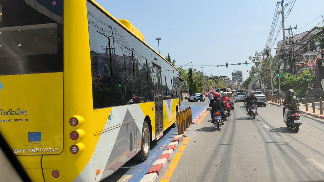 Laos ເລີ່ມແລ້ວລົດເມບັດ ທີ່ນະຄອນຫຼວງວຽງຈັນ รถเมล์บัที่นครหลวงเวียงจันทน์ สปปลาว