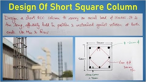 Design Of Short Square Column For Axial Load | Hindi | IS 456:2000 | Limit State Method |