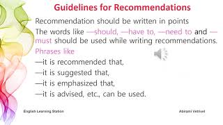 Recommendations in Technical English
