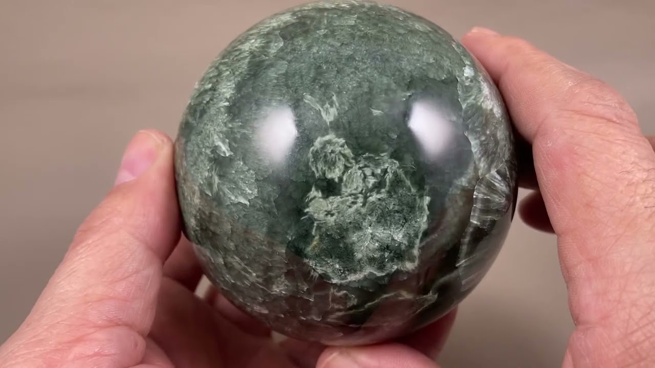 大玉：ロシア産セラフィナイト原石丸玉80mm - パーフェクトストーン