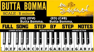 Video thumbnail of "Butta Bomma song keyboard notes | piano notes | full song tutorial | Ala vaikunthapurramlo movie"