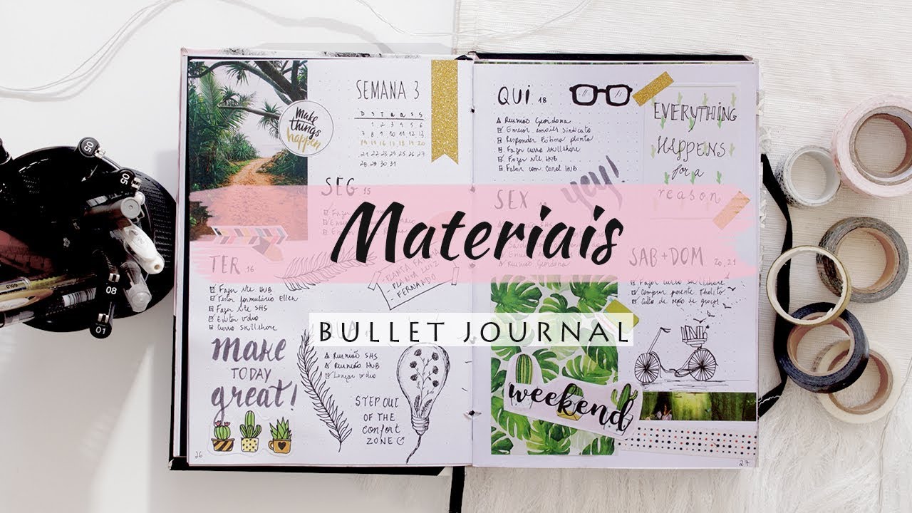 Materiais que eu uso para decorar o meu Bullet Journal - Folheando Janeiro | Marina Araújo