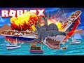 I destroyed the TITANIC as a HUGE SHARK in Roblox Shark Bite!!