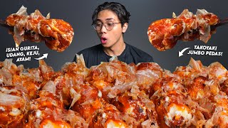 Ngiler Parah Mukbang Takoyaki Jumbo Pedas Isian Gurita Keju Dll