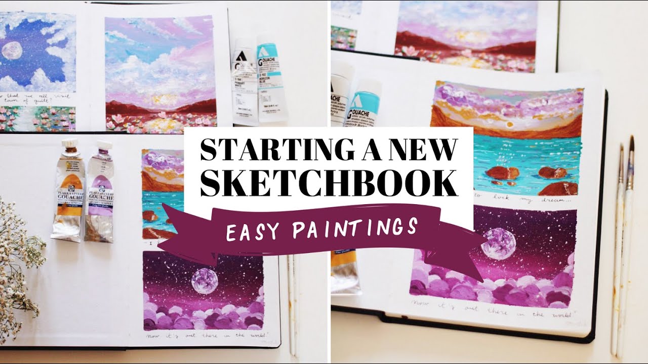 Starting a new sketchbook | easy paintings 🌞 - YouTube