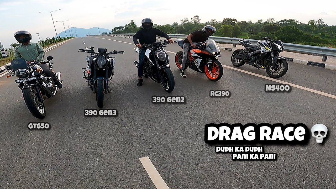 DUKE 390 GEN3 vs DUKE 390 BS6 vs RC390 vs NS400 vs GT650 | Drag Race With All Segment Kings 